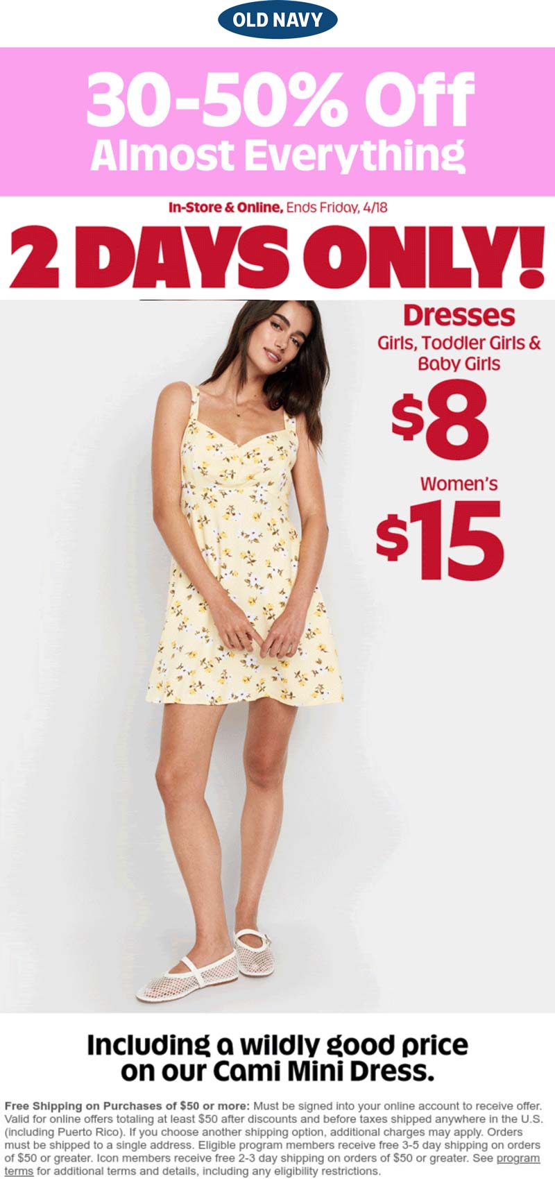 Old Navy stores Coupon  30-50% off everything + $8-$15 dresses at Old Navy #oldnavy 