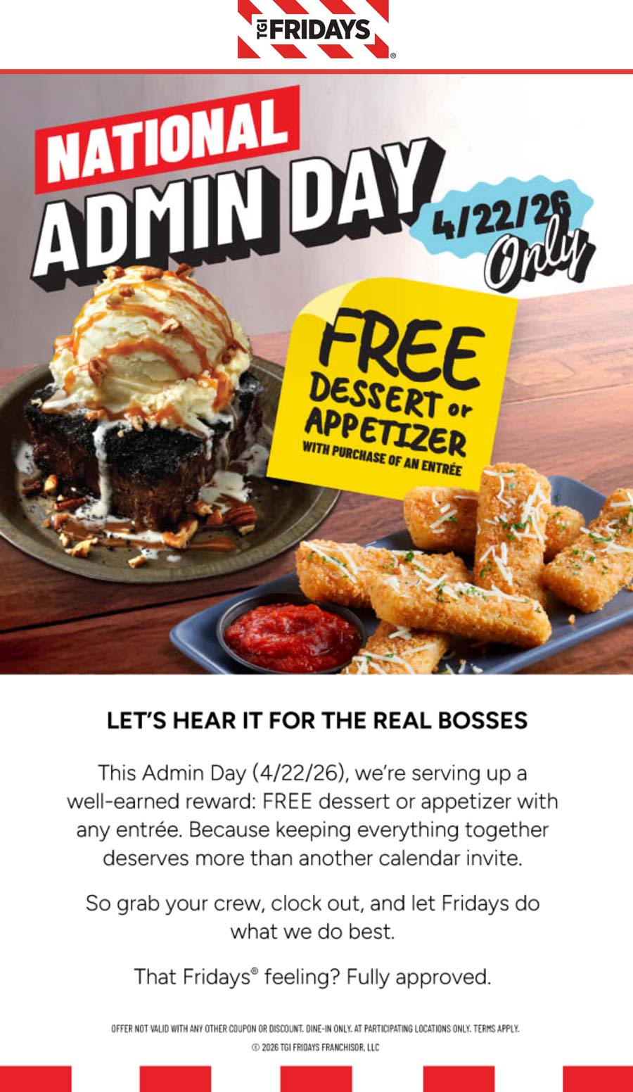 TGI Fridays restaurants Coupon  Free appetizer with your entree today at TGI Fridays #tgifridays 