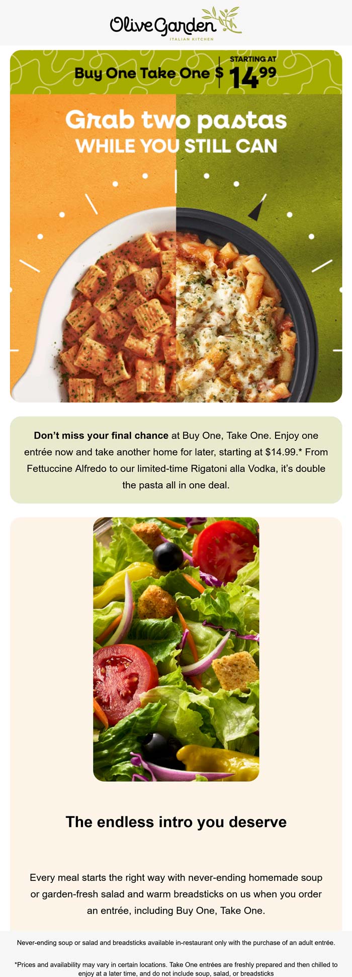 Olive Garden restaurants Coupon  Double pasta entrees = $15 at Olive Garden restaurants #olivegarden 