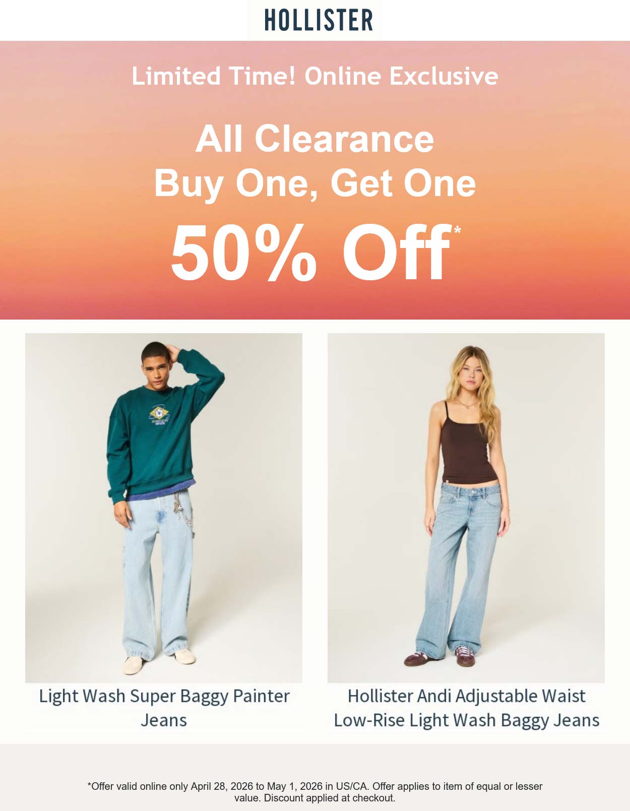 Hollister stores Coupon  Second clearance 50% off online at Hollister #hollister 