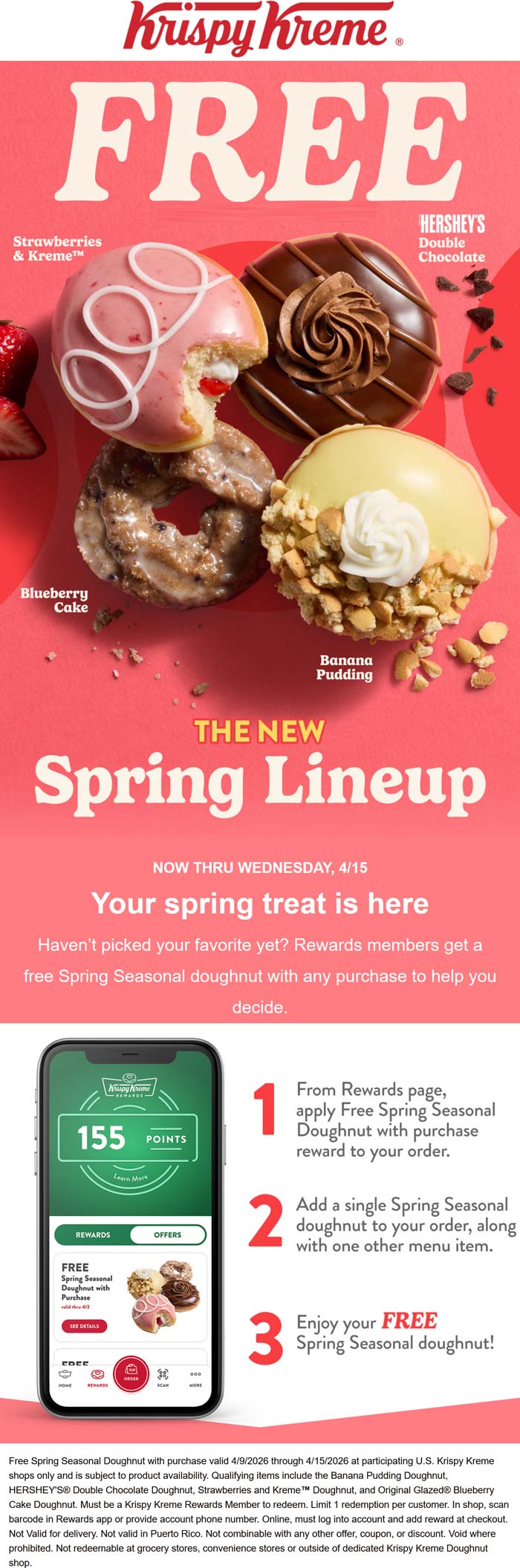 Krispy Kreme restaurants Coupon  Free seasonal doughnut with any purchase at Krispy Kreme #krispykreme 