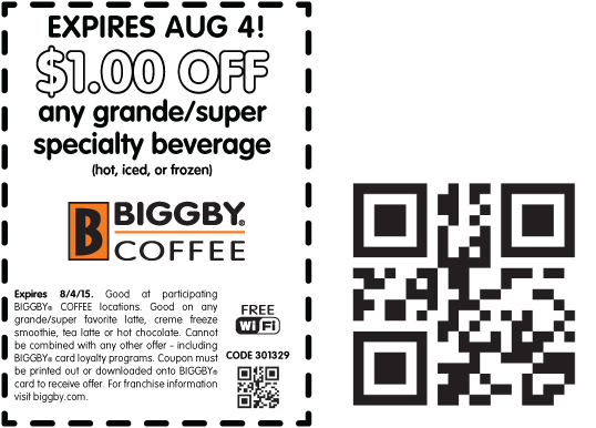 Biggby Coffee Coupon April 2024 Shave a buck off your drink today at Biggby Coffee
