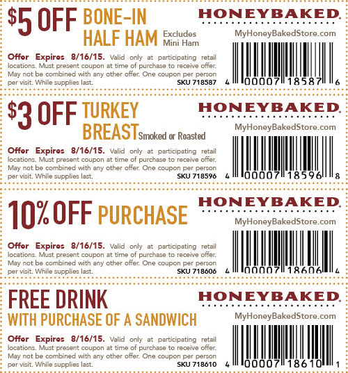 HoneyBaked Ham Coupon April 2024 Free drink with your sandwich, $5 off ham & more at HoneyBaked Ham