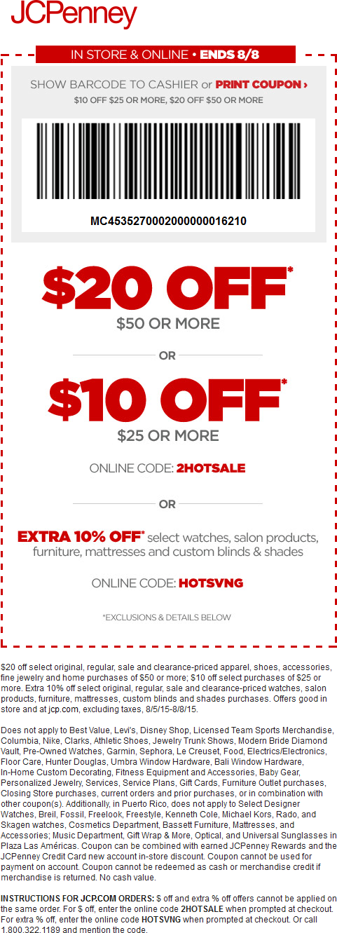 JCPenney Coupon April 2024 $10 off $25 & more at JCPenney, or online via promo code 2HOTSALE