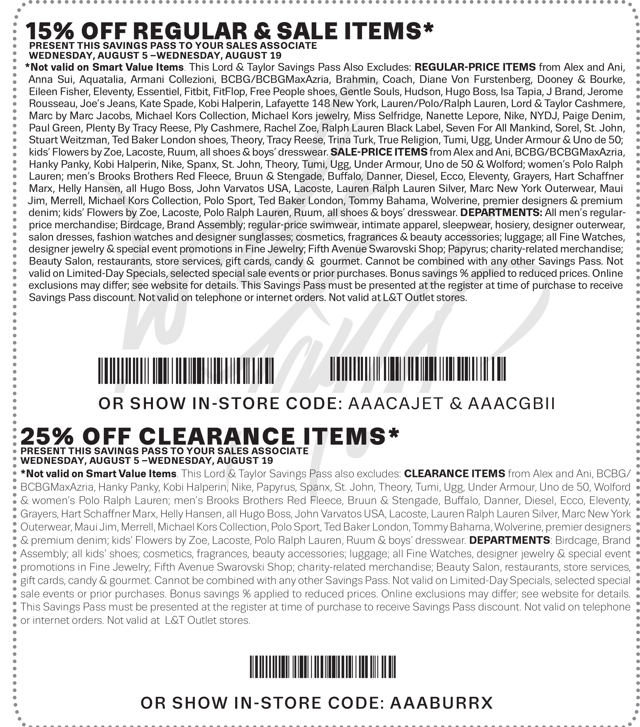 Lord & Taylor Coupon April 2024 15-25% off at Lord & Taylor, or online via promo code SAVE