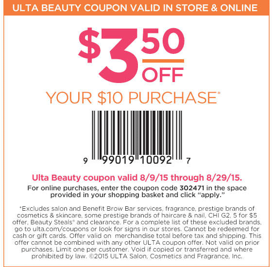 Ulta Coupon March 2024 $3 off $10 at Ulta Beauty, or online via promo code 302471