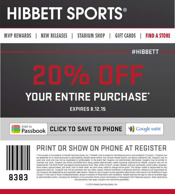 Hibbett Sports Coupon April 2024 20% off everything at Hibbett Sports