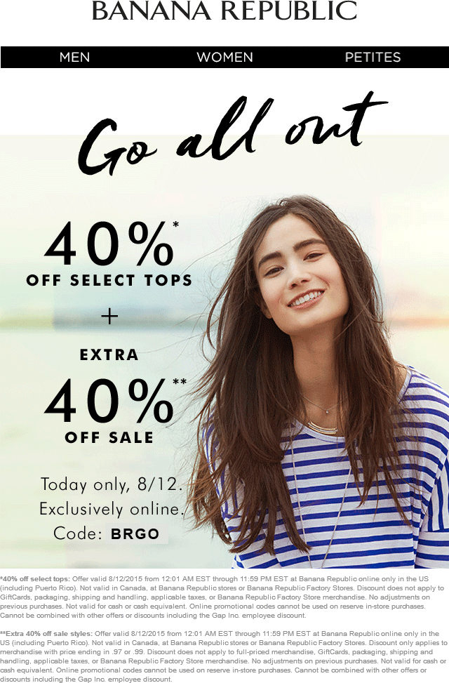 Banana Republic August 2021 Coupons and Promo Codes 🛒