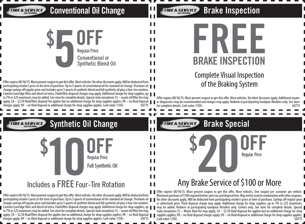 Goodyear Coupon April 2024 $5-$10 off an oil change Goodyear