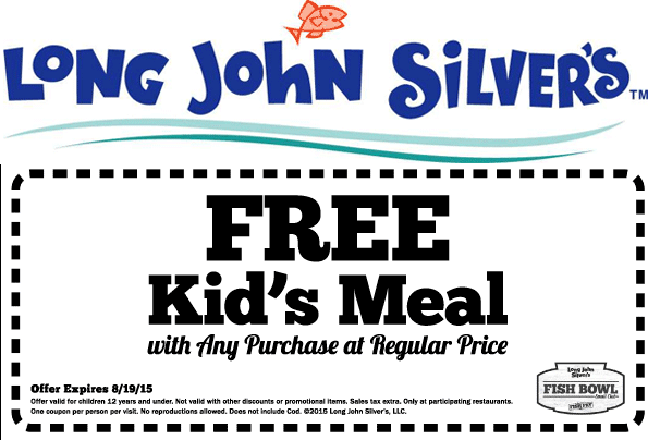 Long John Silvers Coupon April 2024 Free kids meal with yours at Long John Silvers