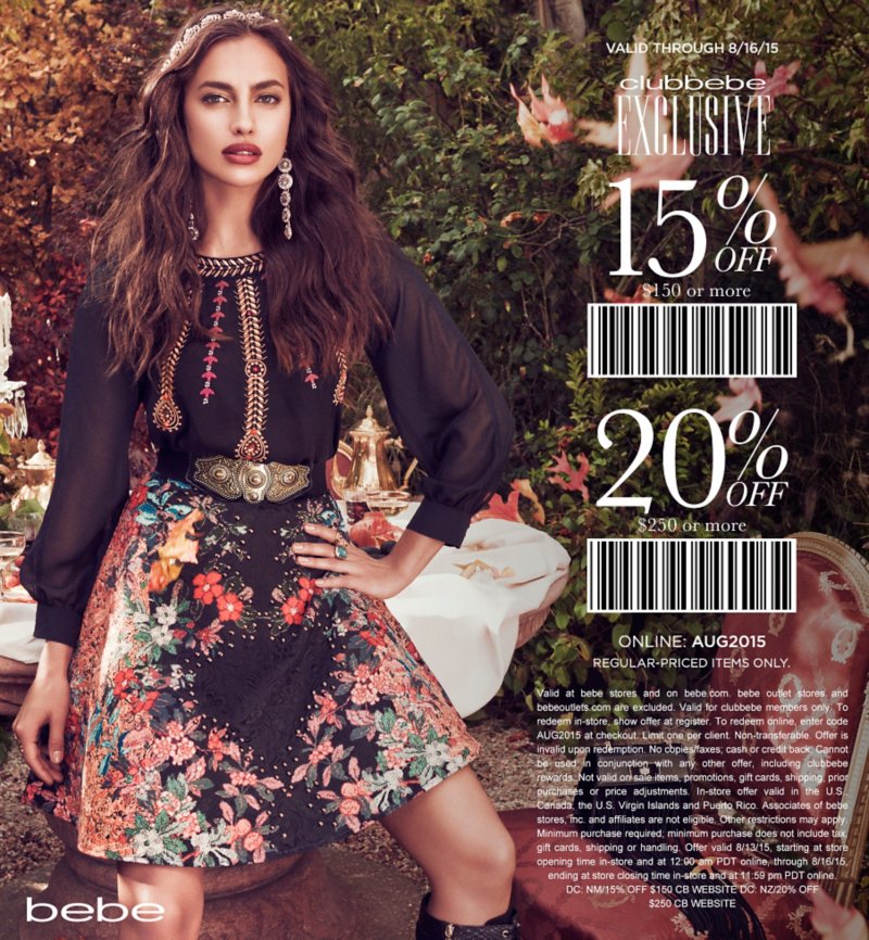 Bebe Coupon April 2024 20% off $250 today at bebe, or online via promo code AUG2015