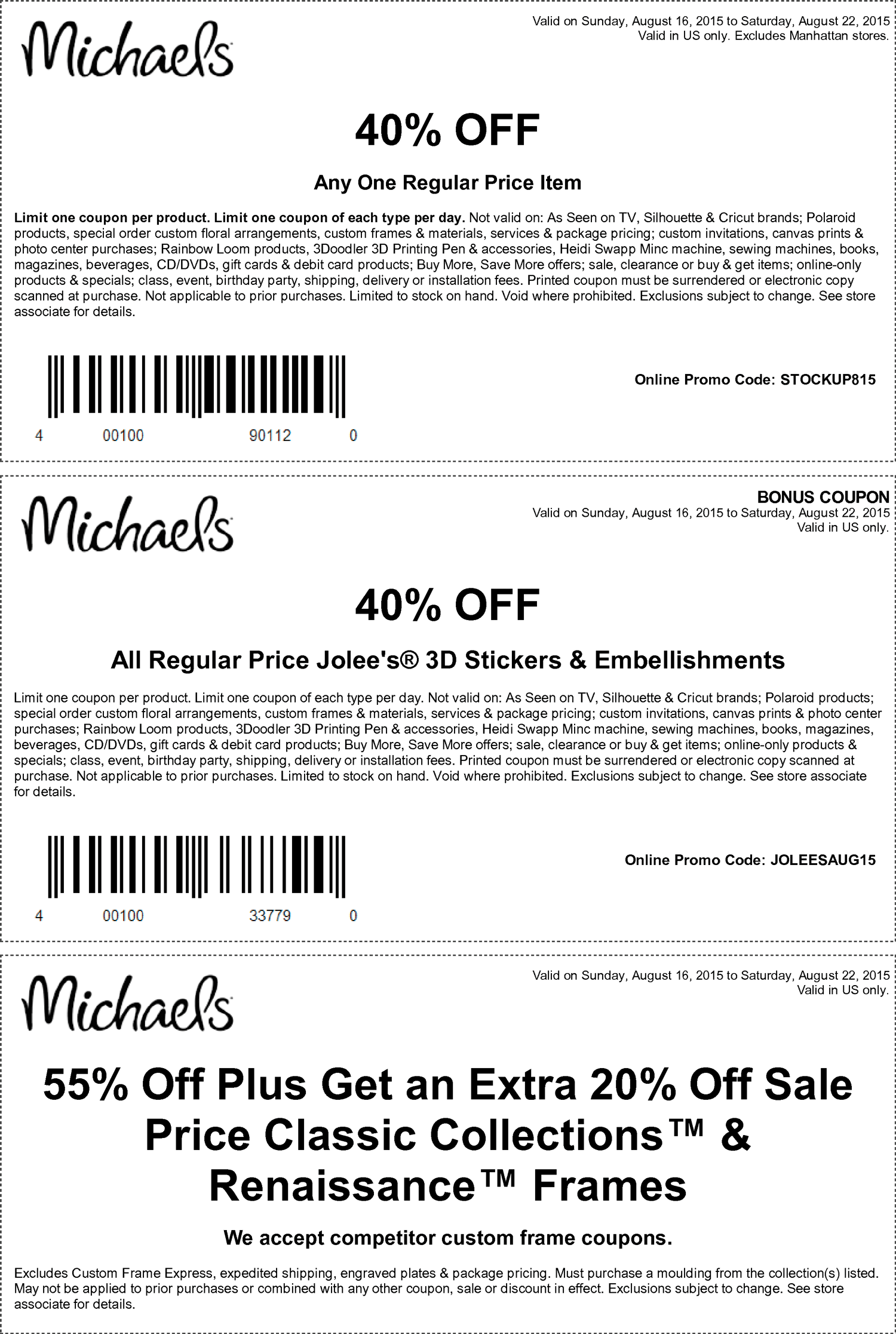 Michaels Coupon April 2024 40% off a single item & more at Michaels, or online via promo code STOCKUP815
