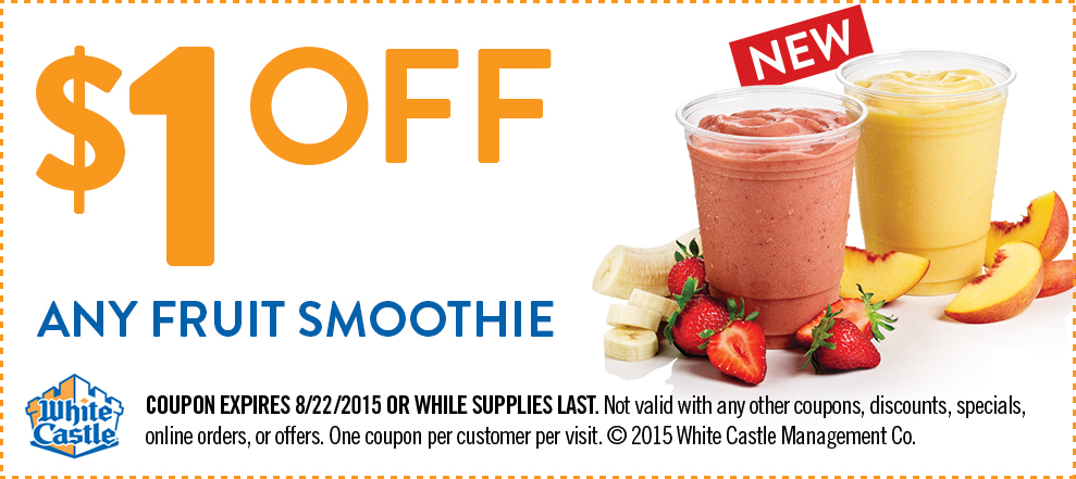 White Castle Coupon March 2024 Shave a buck off your smoothie at White Castle
