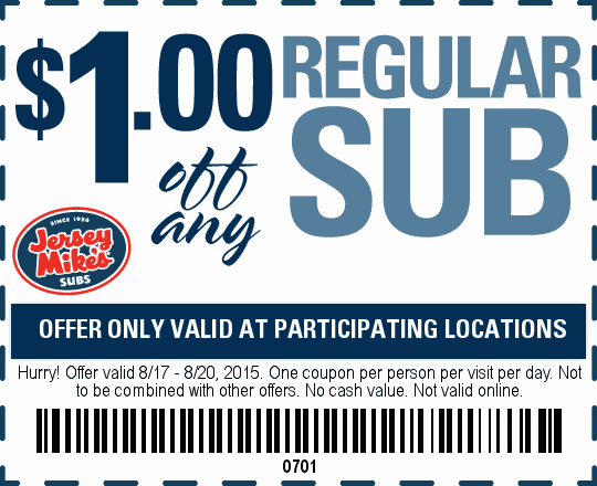 Jersey Mikes Coupon April 2024 Shave a buck off your sub from Jersey Mikes