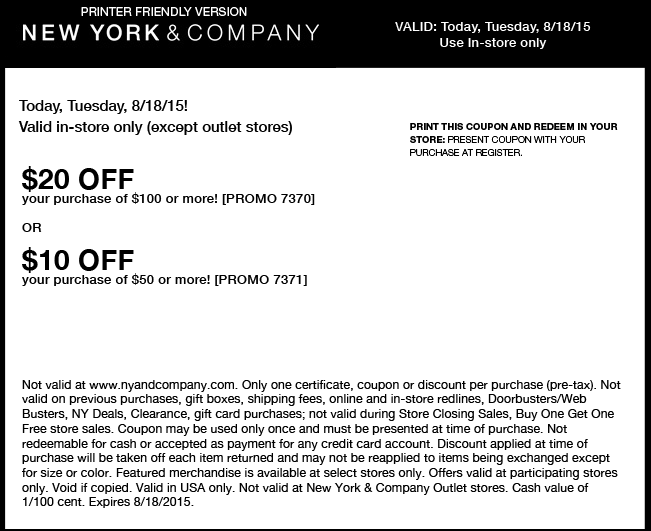 New York & Company Coupon March 2024 $10 off $50 & more today at New York & Company