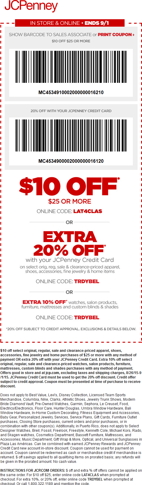 JCPenney Coupon March 2024 $10 off $25 at JCPenney, or online via promo code LAT4CLAS