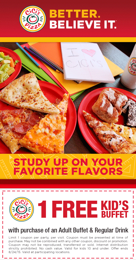 CiCis Pizza coupons & promo code for [April 2024]