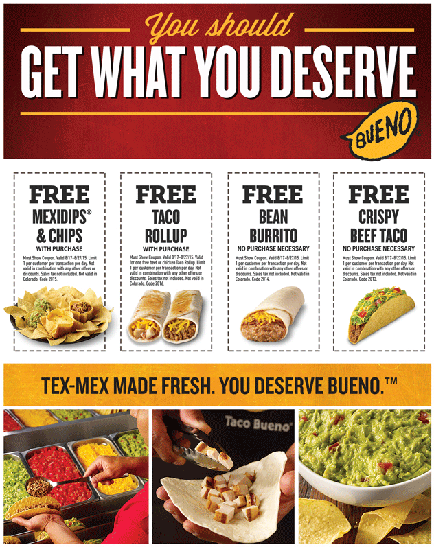 Taco Bueno coupons & promo code for [May 2024]