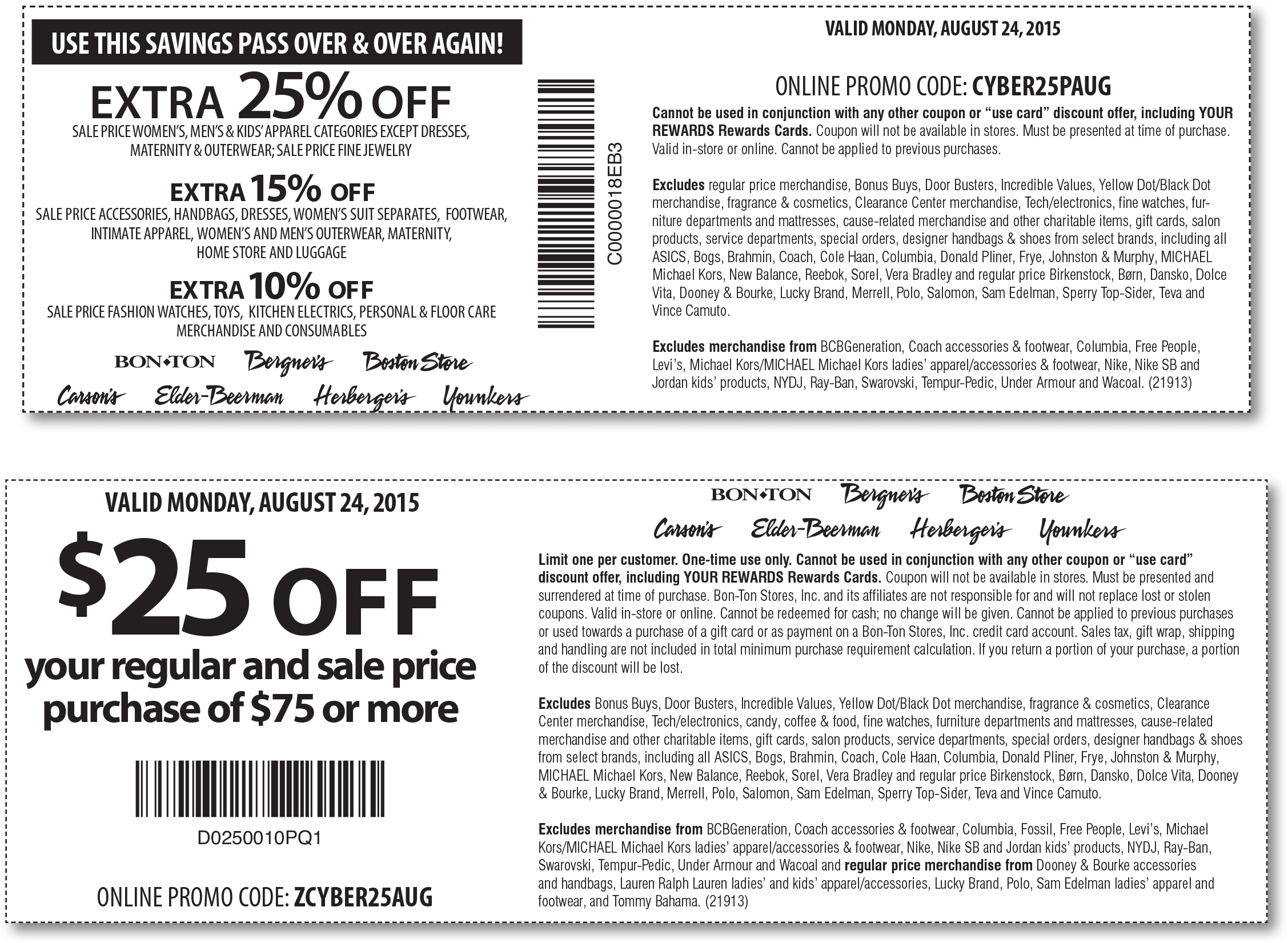 Carsons Coupon April 2024 $25 off $75 & more today at Carsons, Bon Ton & sister stores, or online via promo code ZCYBER25AUG
