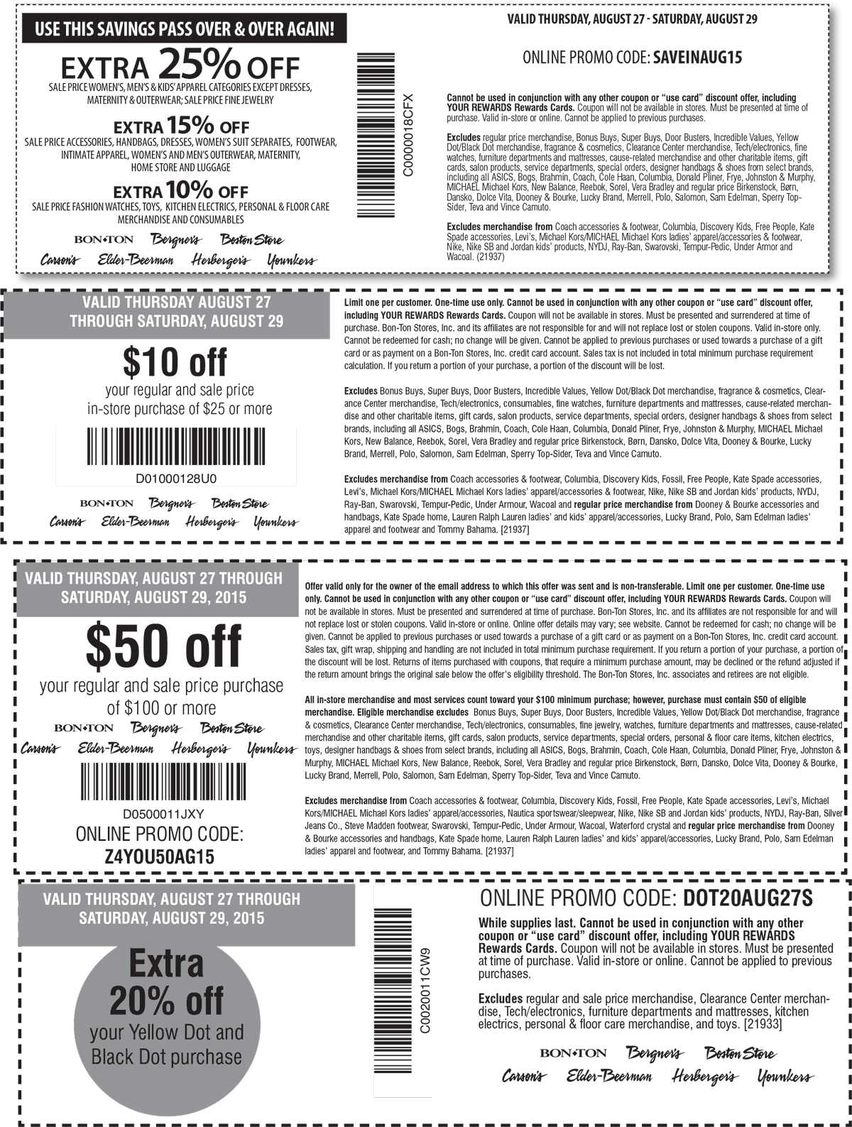 Carsons Coupon April 2024 Extra 25% off & more at Carsons, Bon Ton & sister stores, or online via promo code SAVEINAUG15