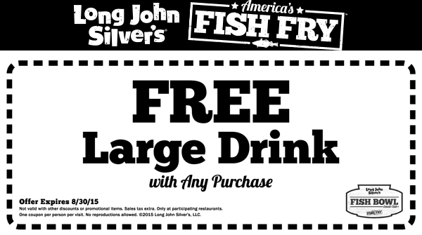 Long John Silvers Coupon April 2024 Free large drink with your order at Long John Silvers