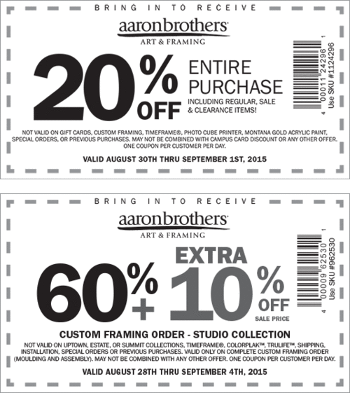 Aaron Brothers Coupon April 2024 20% off everything & more at Aaron Brothers art & framing