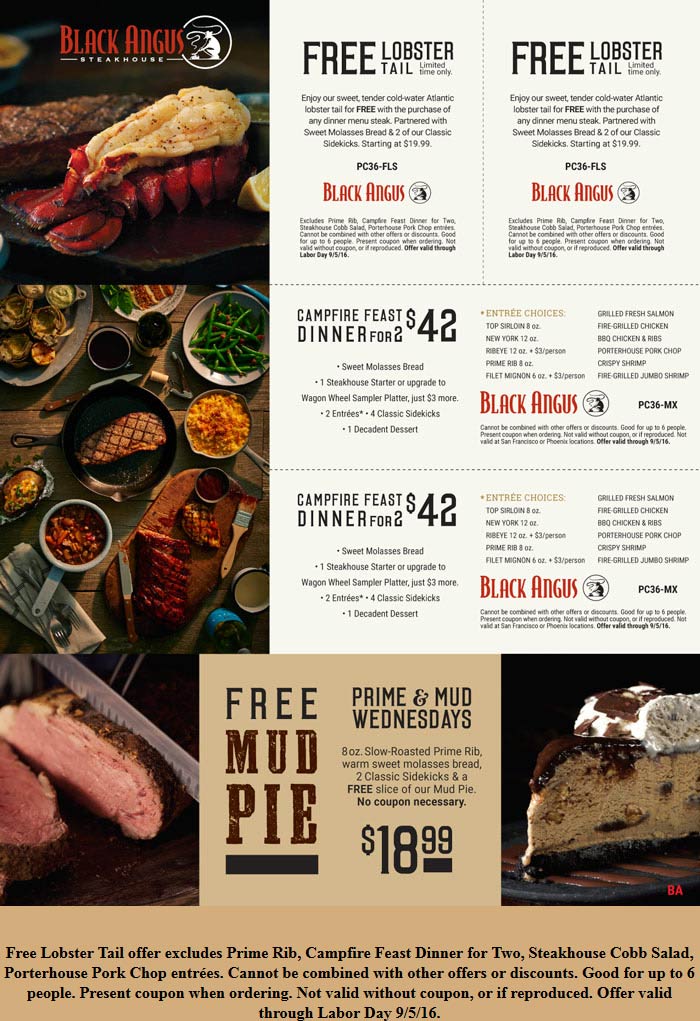 Black Angus Coupon April 2024 Free lobster with your steak & more at Black Angus steakhouse