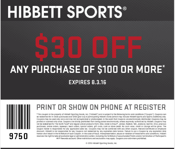 Hibbett Sports Coupon April 2024 $30 off $100 at Hibbett Sports