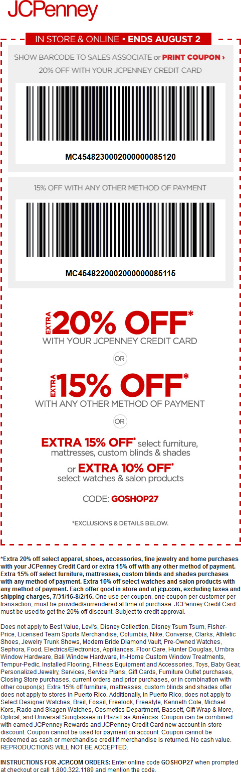 JCPenney Coupon April 2024 15% off today at JCPenney, or online via promo code GOSHOP27