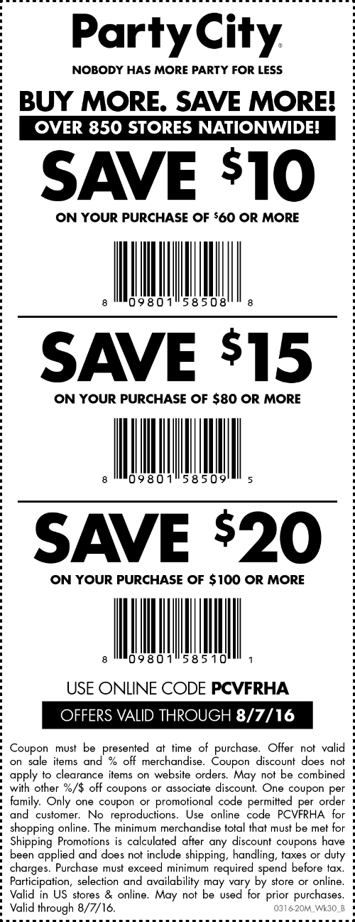 Party City Coupon April 2024 $10 off $60 & more at Party City, or online via promo code PCVFRHA