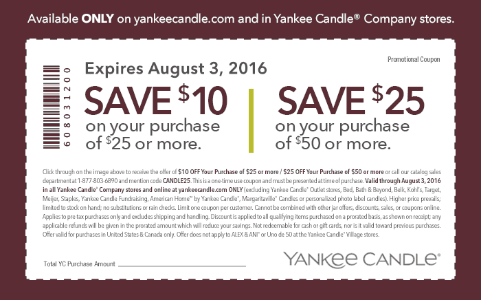 Yankee Candle Coupon March 2024 $10 off $25 & more today at Yankee Candle, or online via promo code CANDLE25