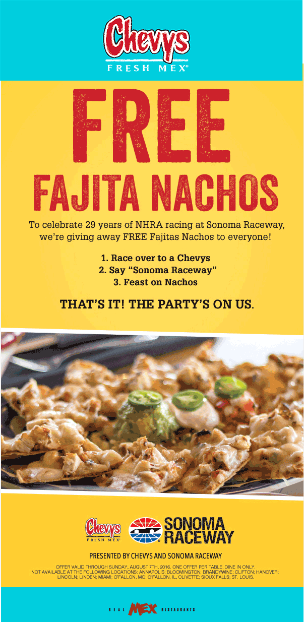 Chevys Coupon April 2024 Free fajita nachos at Chevys Fresh Mex restaurants