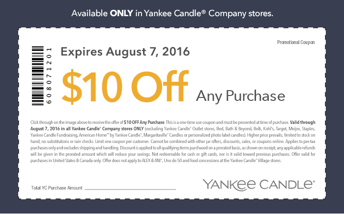Yankee Candle Coupon April 2024 $10 off anything at Yankee Candle, no minimum