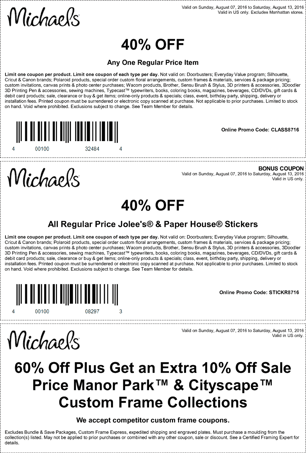 Michaels Coupon March 2024 40% off a single item at Michaels, or online via promo code CLASS8716