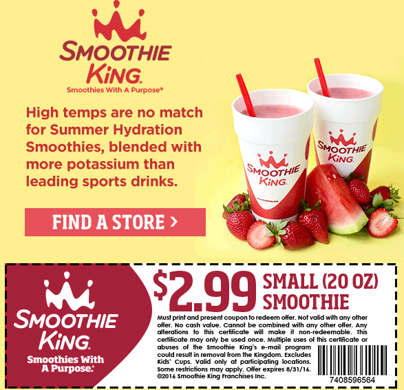 Smoothie King coupons & promo code for [May 2024]