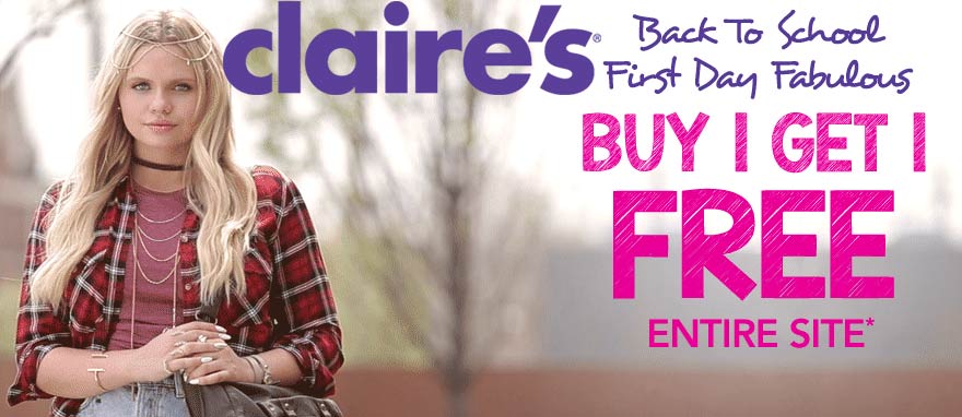 Claires Coupon April 2024 Second item free on everything online at Claires