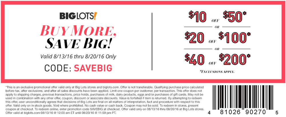 Big Lots coupons & promo code for [May 2024]