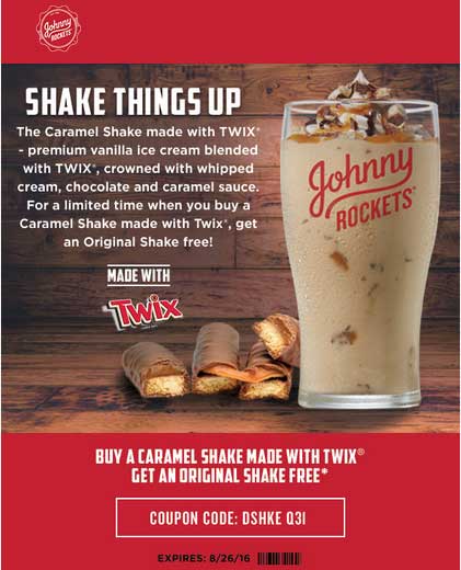 Johnny Rockets Coupon April 2024 Second milkshake free at Johnny Rockets restaurants