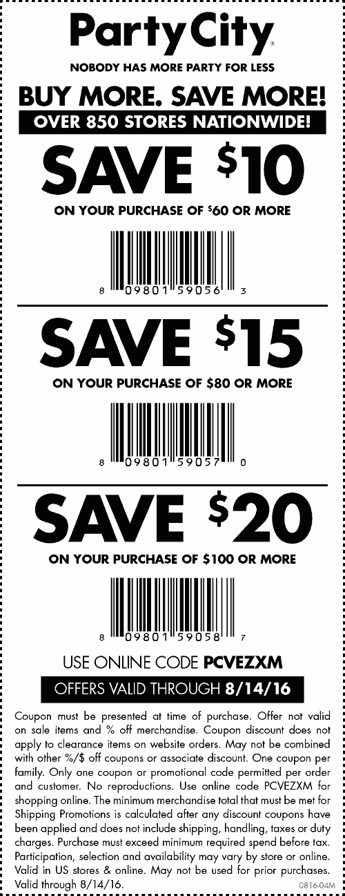 Party City Coupon April 2024 $10 off $60 & more today at Party City, or online via promo code PCVEZXM