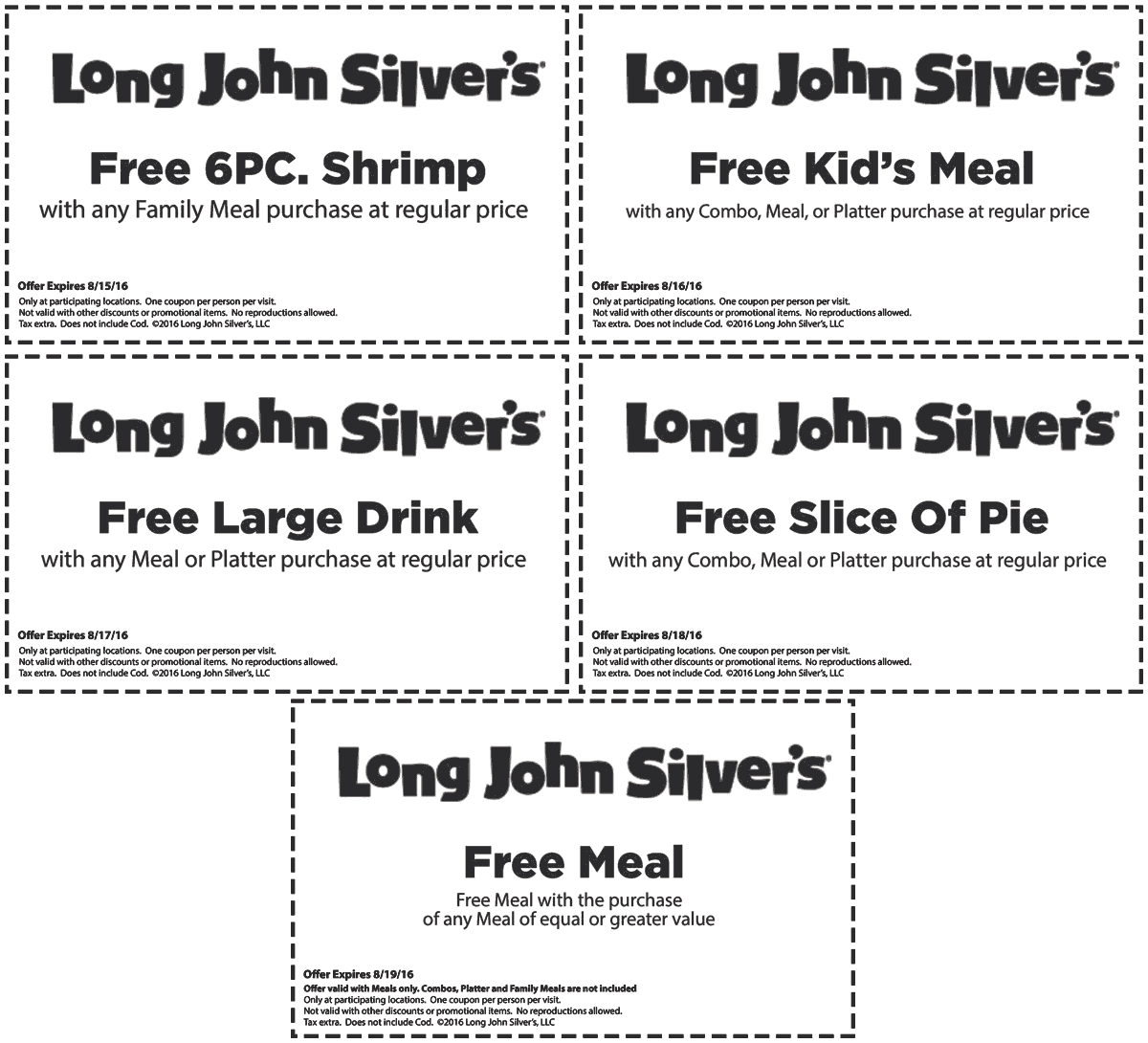 Long John Silvers Coupon March 2024 Second meal free & more at Long John Silvers