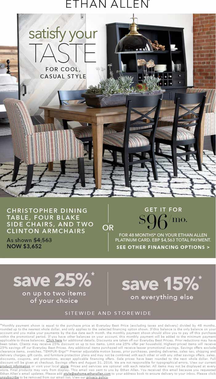 Ethan Allen coupons & promo code for [May 2024]