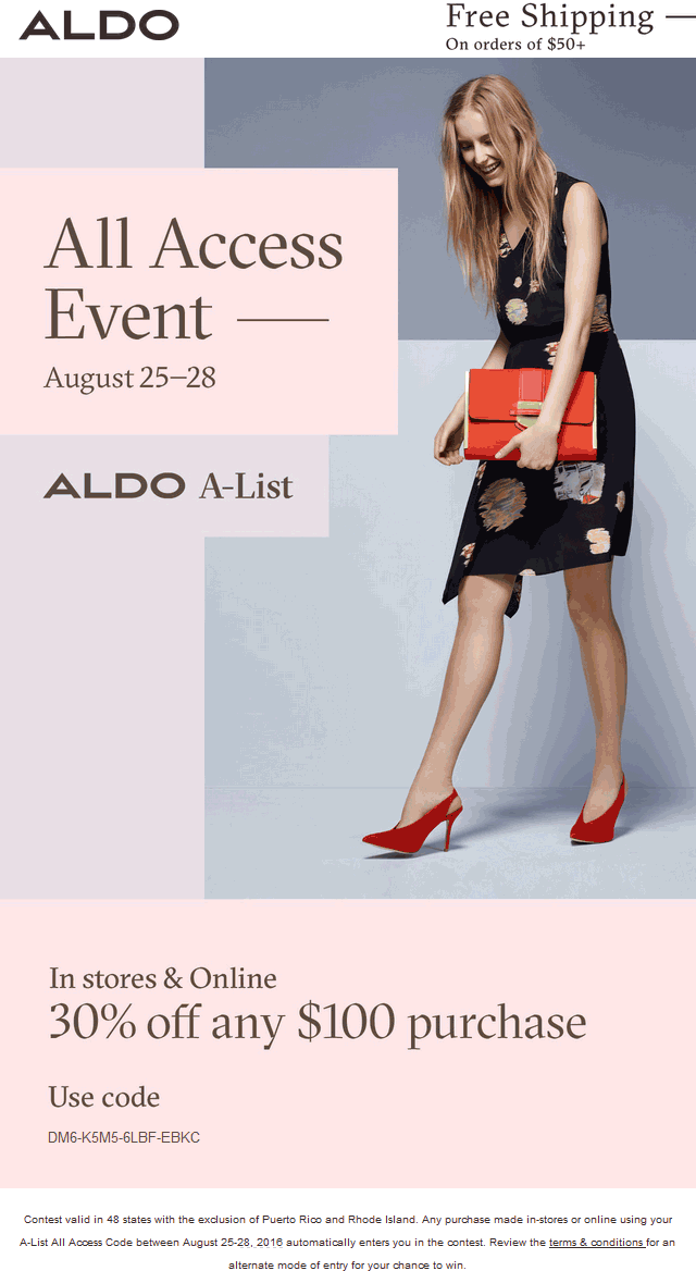 Aldo coupons & promo code for [April 2024]