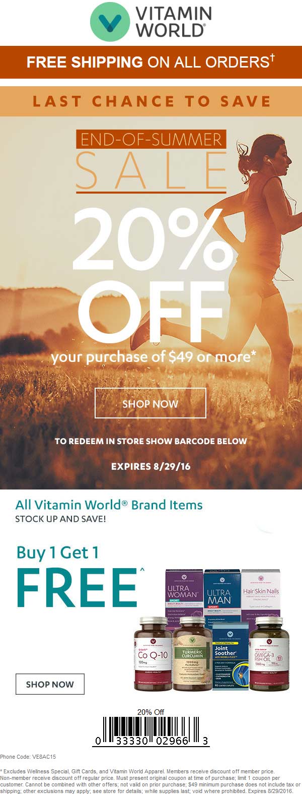 Vitamin World Coupon April 2024 20% off $49 & more today at Vitamin World, ditto online