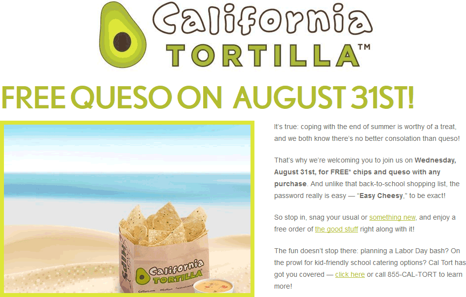 California Tortilla coupons & promo code for [April 2024]