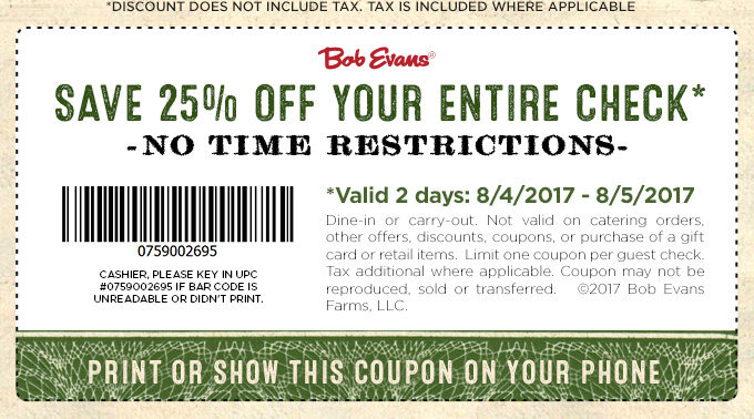 Bob Evans January 2021 Coupons and Promo Codes ðŸ›’