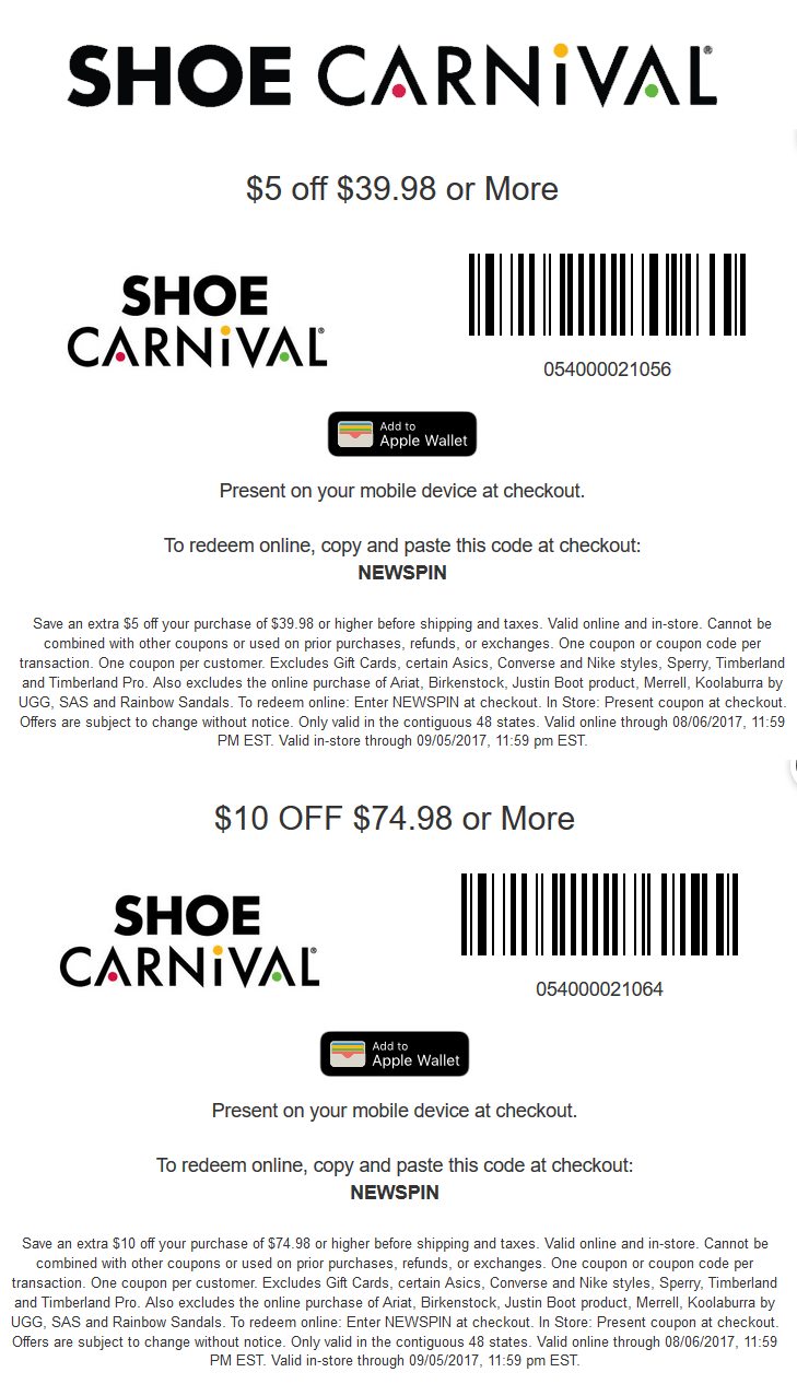 coupons for shoe carnival 2019