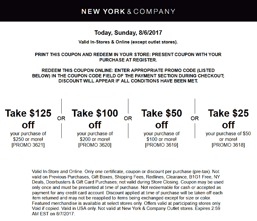 New York & Company Coupon April 2024 $25 off $50 & more today at New York & Company, or online via promo code 3618