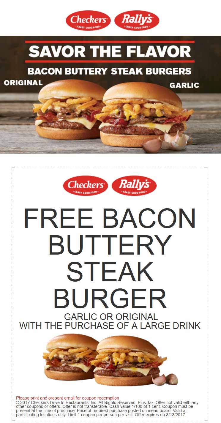 Checkers Coupon April 2024 Free steak burger with your drink at Rallys & Checkers