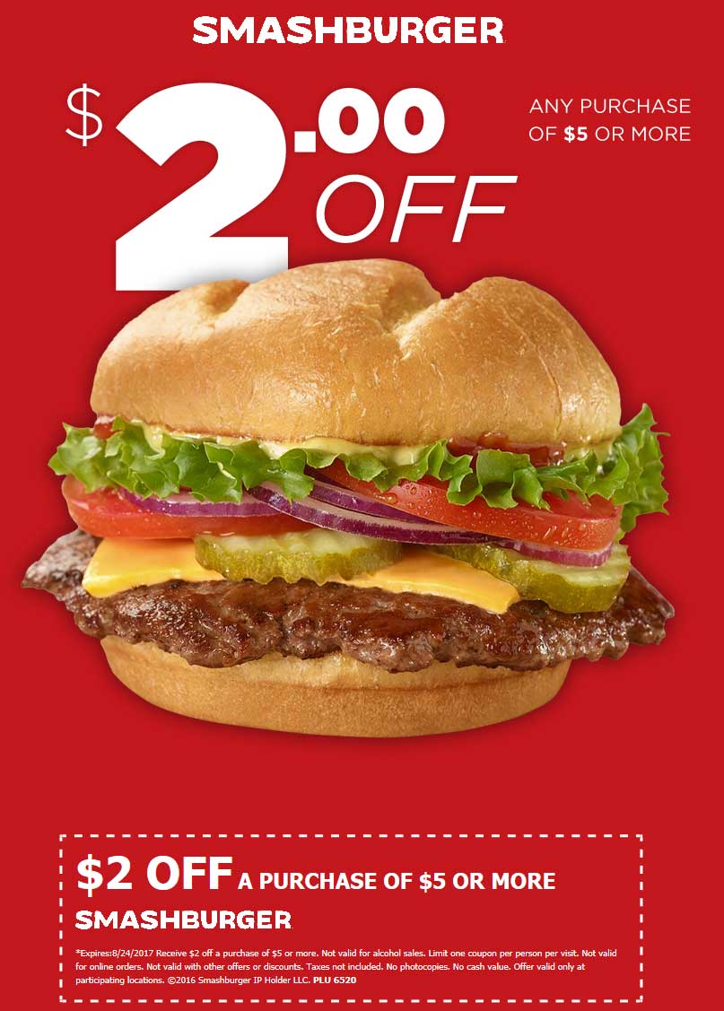 Smashburger Coupon April 2024 $2 off $5 at Smashburger restaurants