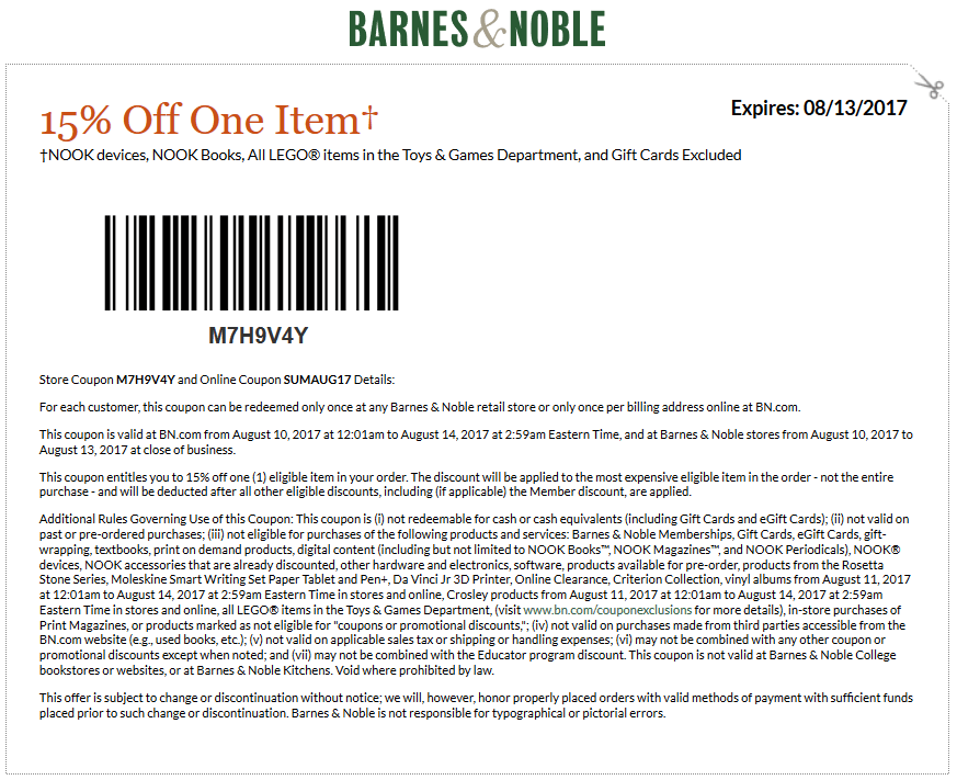 Barnes & Noble March 2020 Coupons and Promo Codes